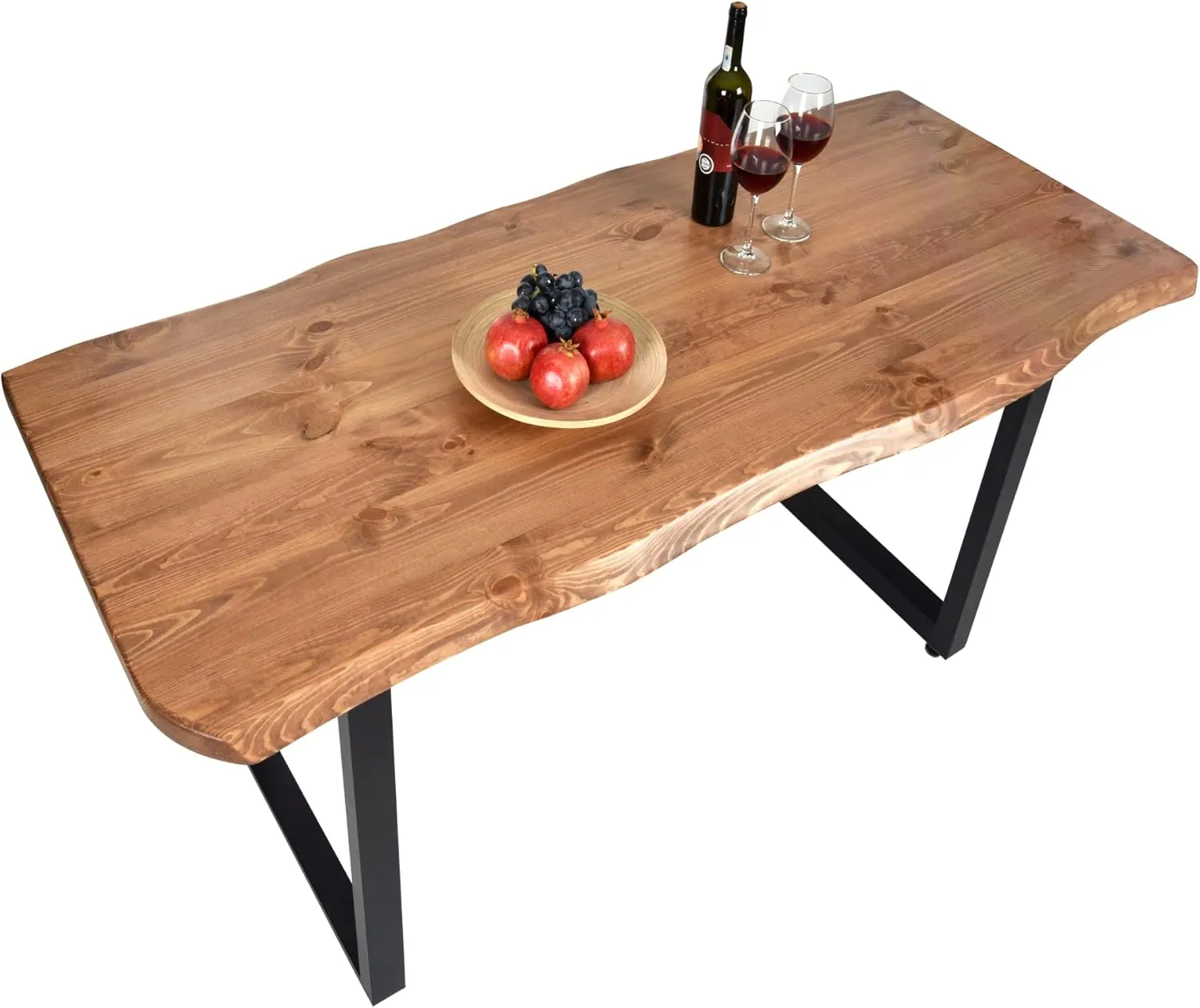 Bild von Gozos Esstisch aus massiver Scots Pine mit U-Metallbeinen, 180 x 80 cm, 40 mm dick