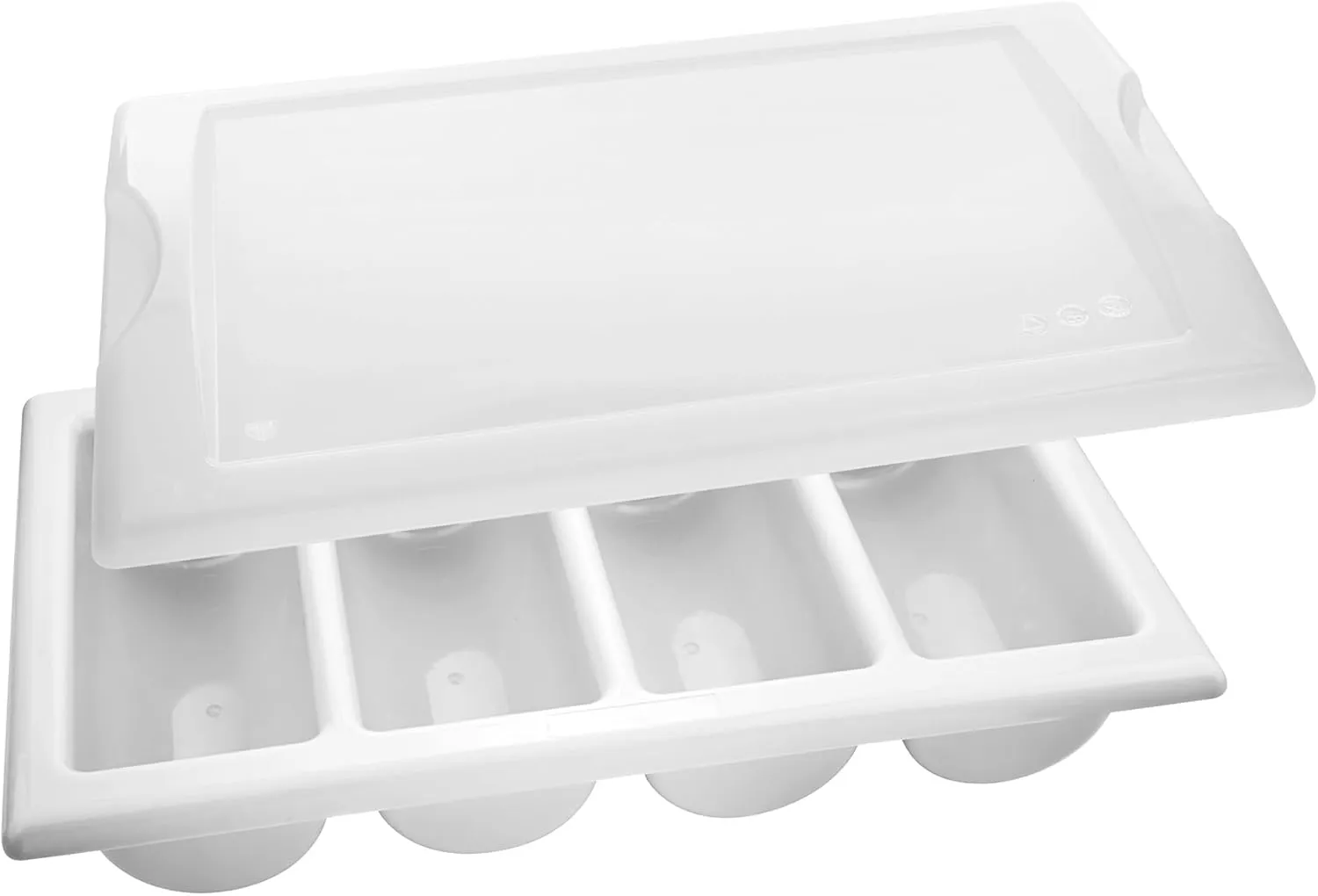 Bild von GRÄWE Besteckkasten mit Deckel in Grau, leer und stapelbar, mit 4 Fächern in Gastronorm Größe 1/1