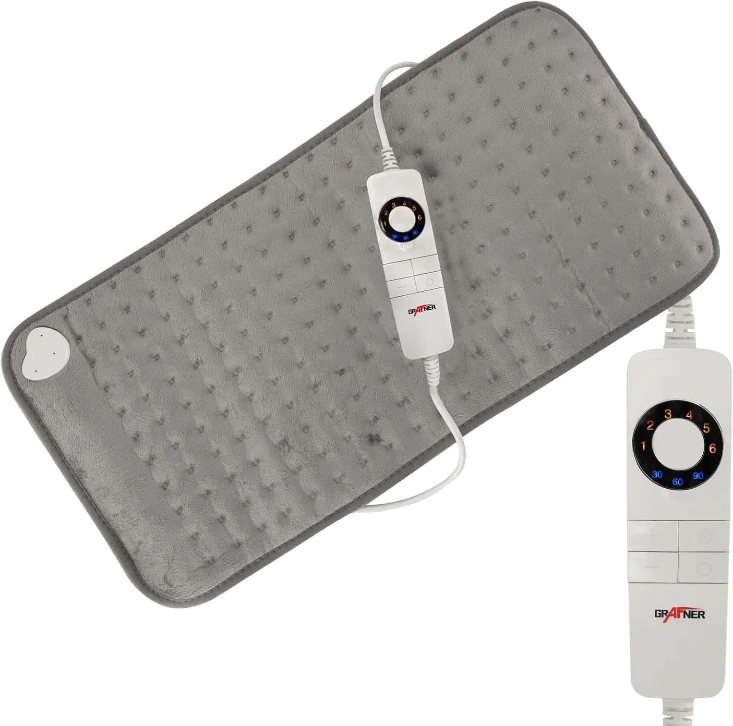 Bild von Grafner elektrisches Heizkissen mit 60 x 30 cm, 6 Temperaturstufen, Timer für 30, 60 und 90 Minuten, 100 Watt, Schnellaufheizung, Abschaltautomatik und maschinenwaschbar