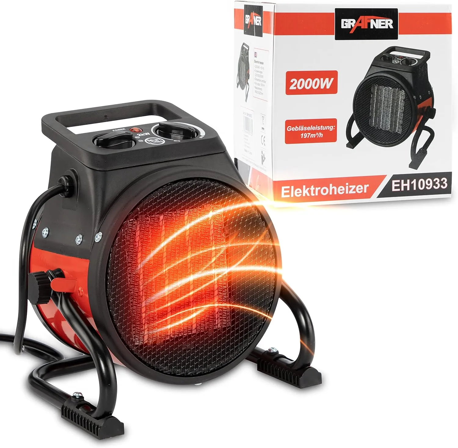Bild von Grafner Keramik Heizlüfter mit 2000 Watt, 3 Heizstufen und automatischem Thermostat