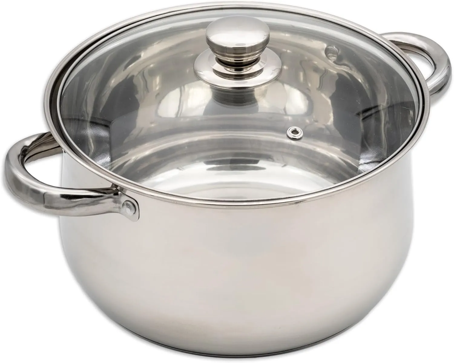 Bild von GRANA HOME Induktions Kochtopf 24 cm aus Edelstahl mit Glasdeckel und Dampfloch, geeignet für alle Herde, Backofen und Geschirrspüler