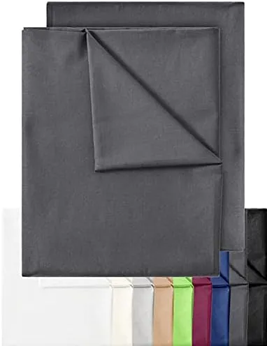 Bild von GREEN MARK 2er Pack Bettlaken aus 100% Baumwolle in anthrazit grau, Größe 150x250 cm