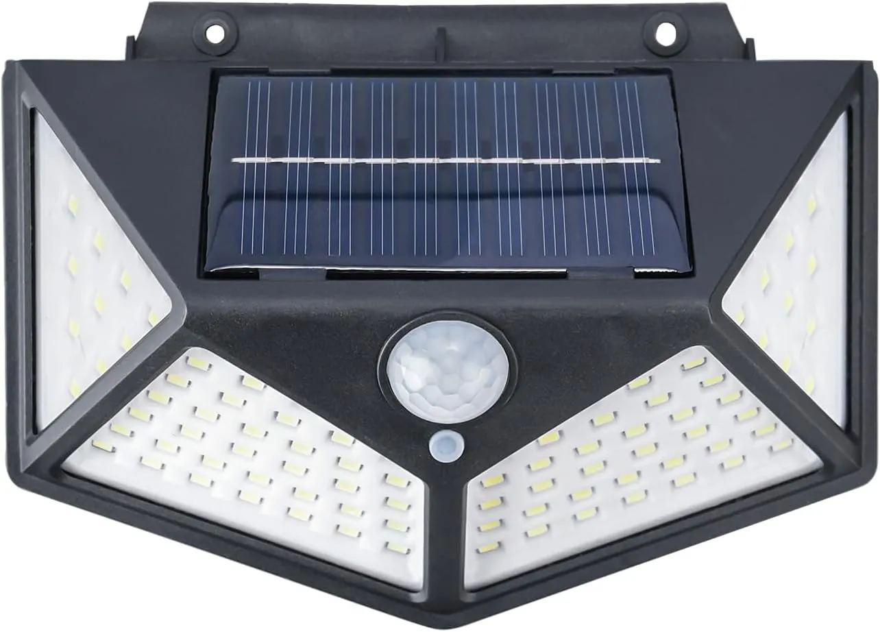 Bild von GRIFEMA Solarlampe für Außen mit Bewegungsmelder, 100 LEDs, 3 Modi, IP65 wasserdicht, in Schwarz