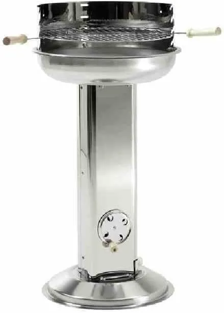 Bild von GrillChef by LANDMANN Holzkohle-Säulengrill mit verchromtem Grillrost und emailliertem Kohlerost, Arbeitshöhe 72,5 cm aus Edelstahl