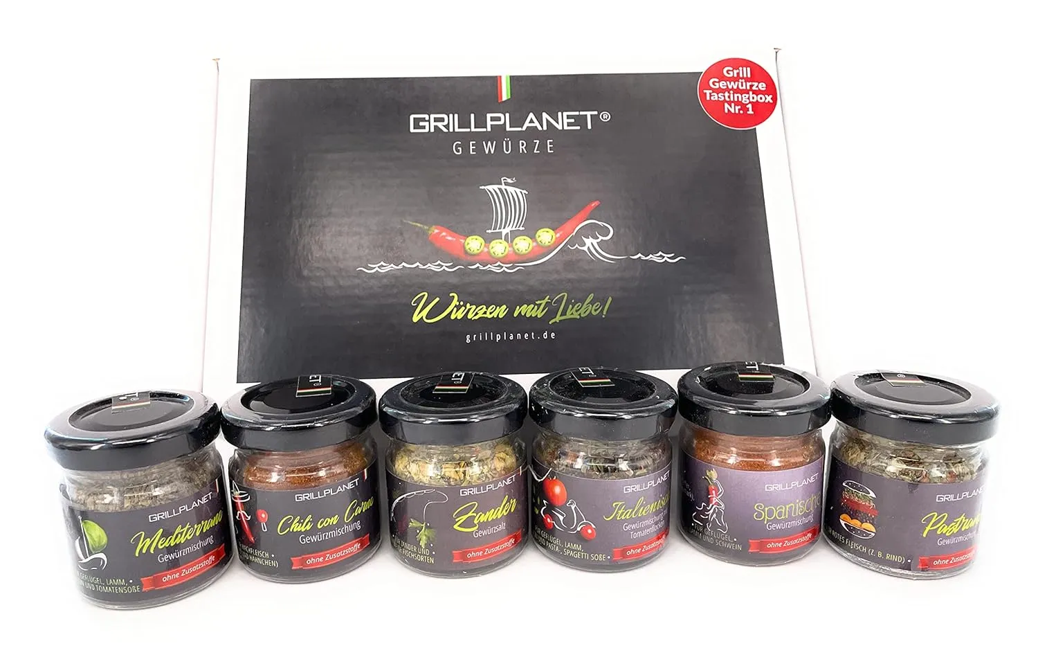 Bild von Grillplanet Premium Gewürzset für BBQ und Pfannen ohne Zusatzstoffe
