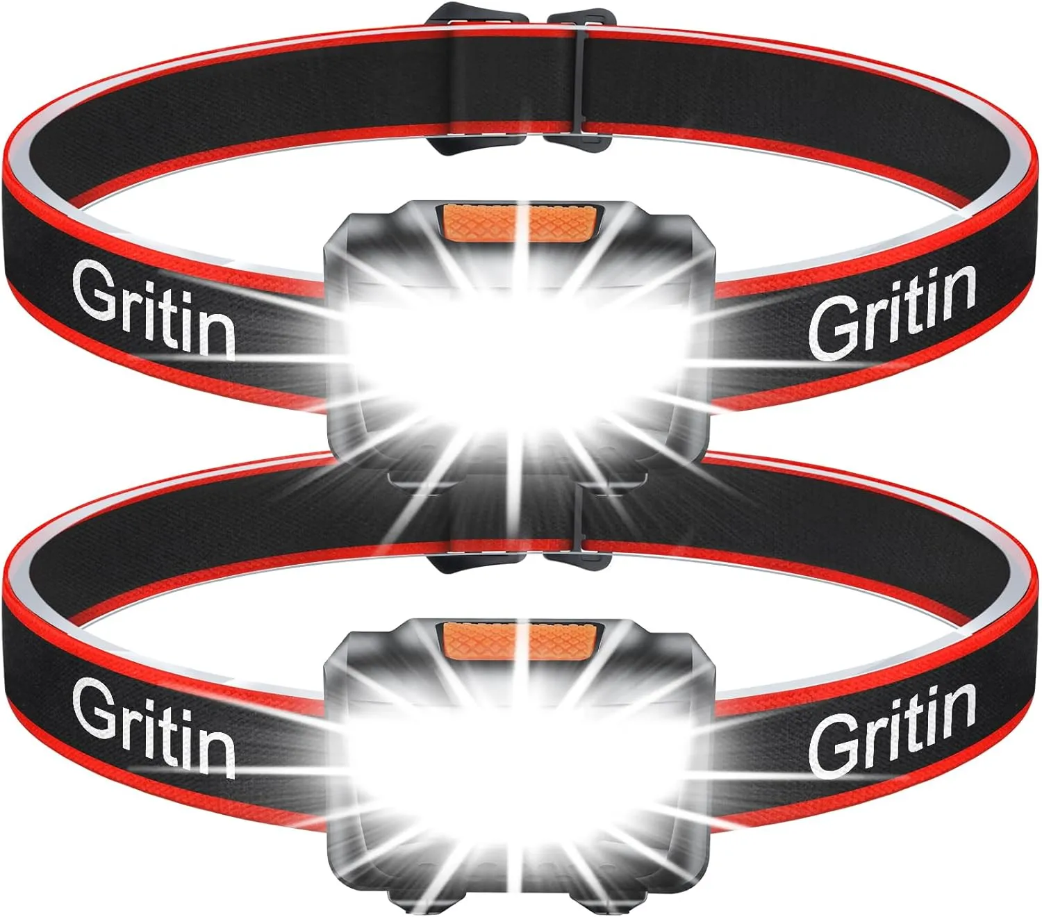 Bild von Gritin LED Stirnlampe im 2er Set mit 3 Modi und IPX5 Wasserschutz für Kinder und Erwachsene