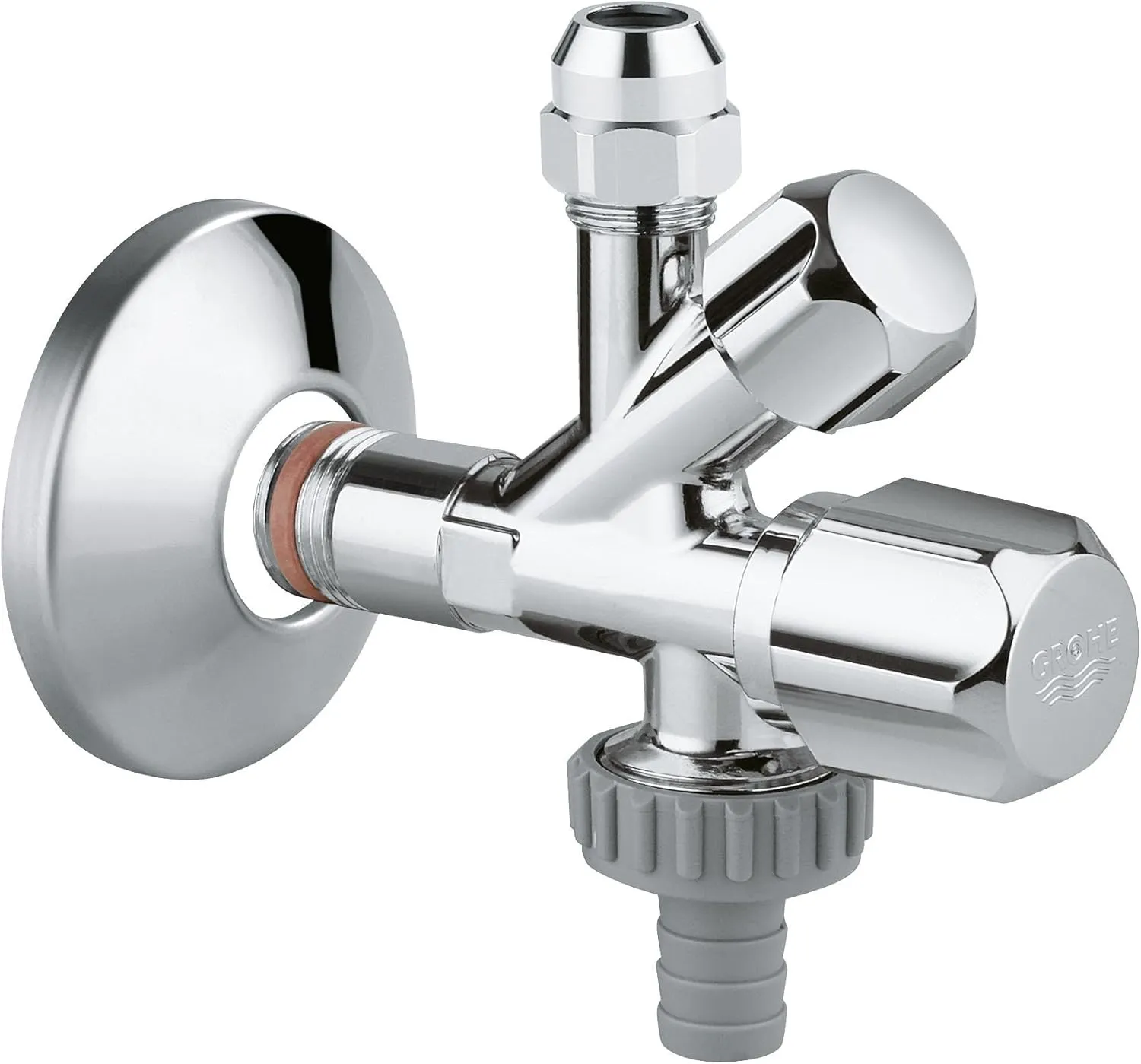 Bild von GROHE Kombi-Eckventil 22036000 mit selbstdichtendem Anschlussgewinde und Schlauchanschluss in Chrom