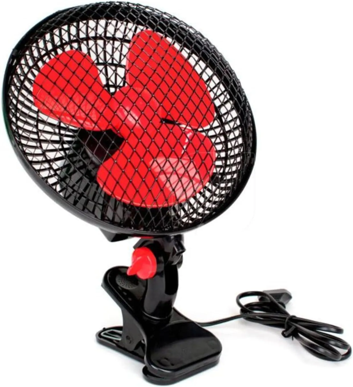 Bild von GROWMANIA oszillierender Ventilator mit 20 cm Durchmesser und 2 Geschwindigkeiten, 20 W, leise und 360 Grad drehbar, in Schwarz mit roten Flügeln