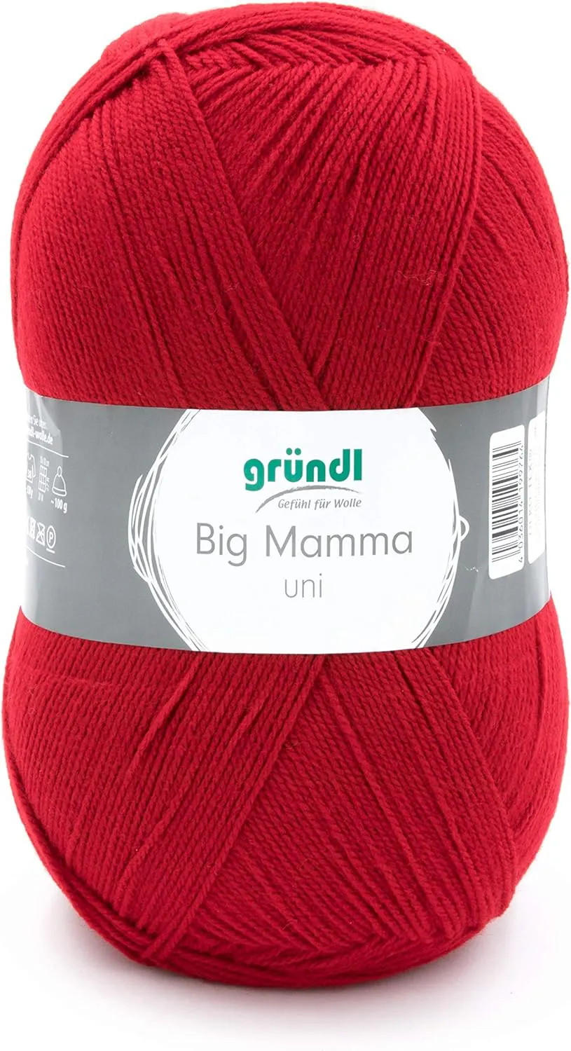 Bild von Gründl Big Mamma Garn in Rot, 400 g, 1040 m, für Nadelstärke 3,5 bis 4,5