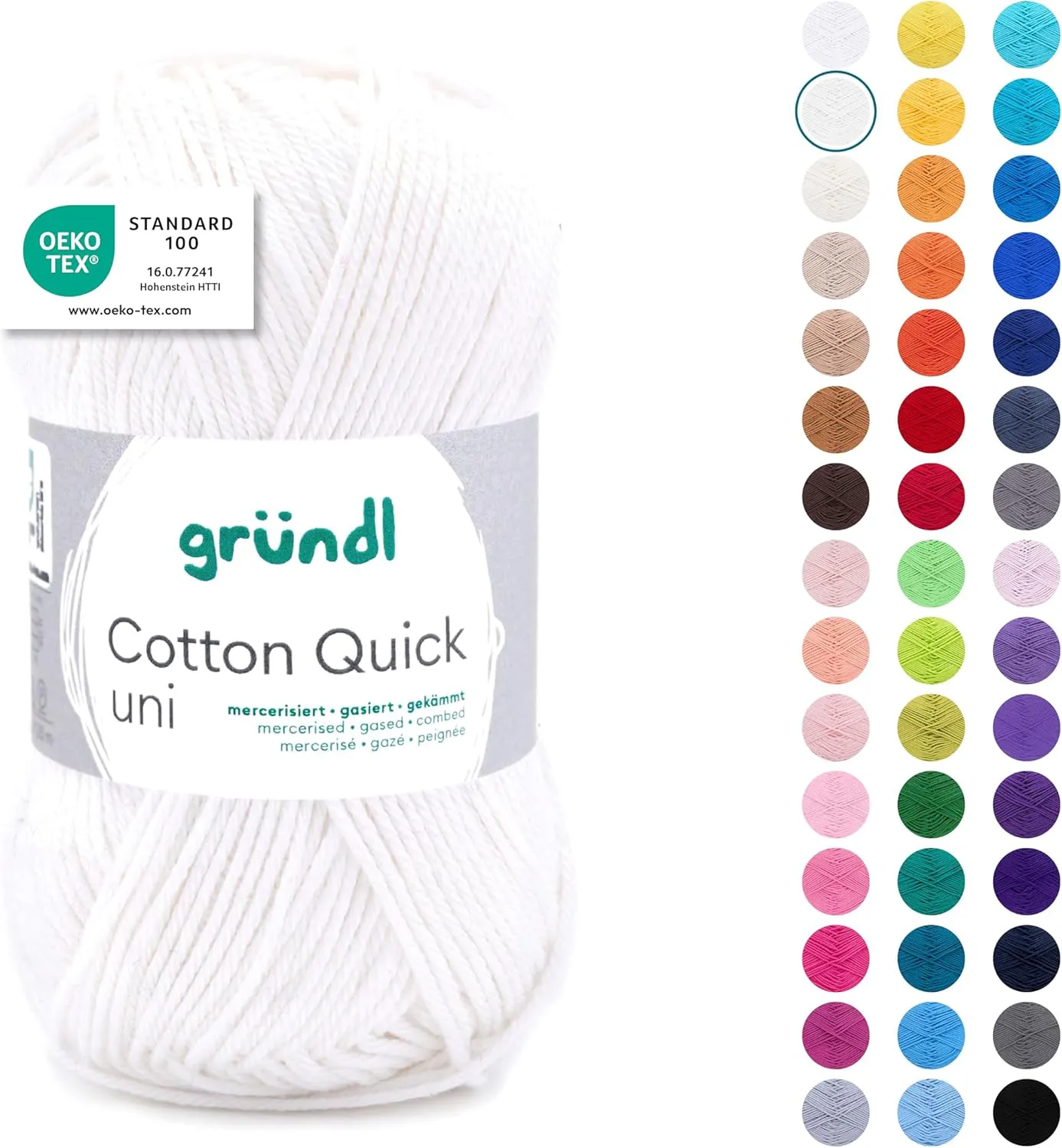 Bild von Gründl Cotton Quick Garn in Creme, 50 g, 125 m, 100% Baumwolle