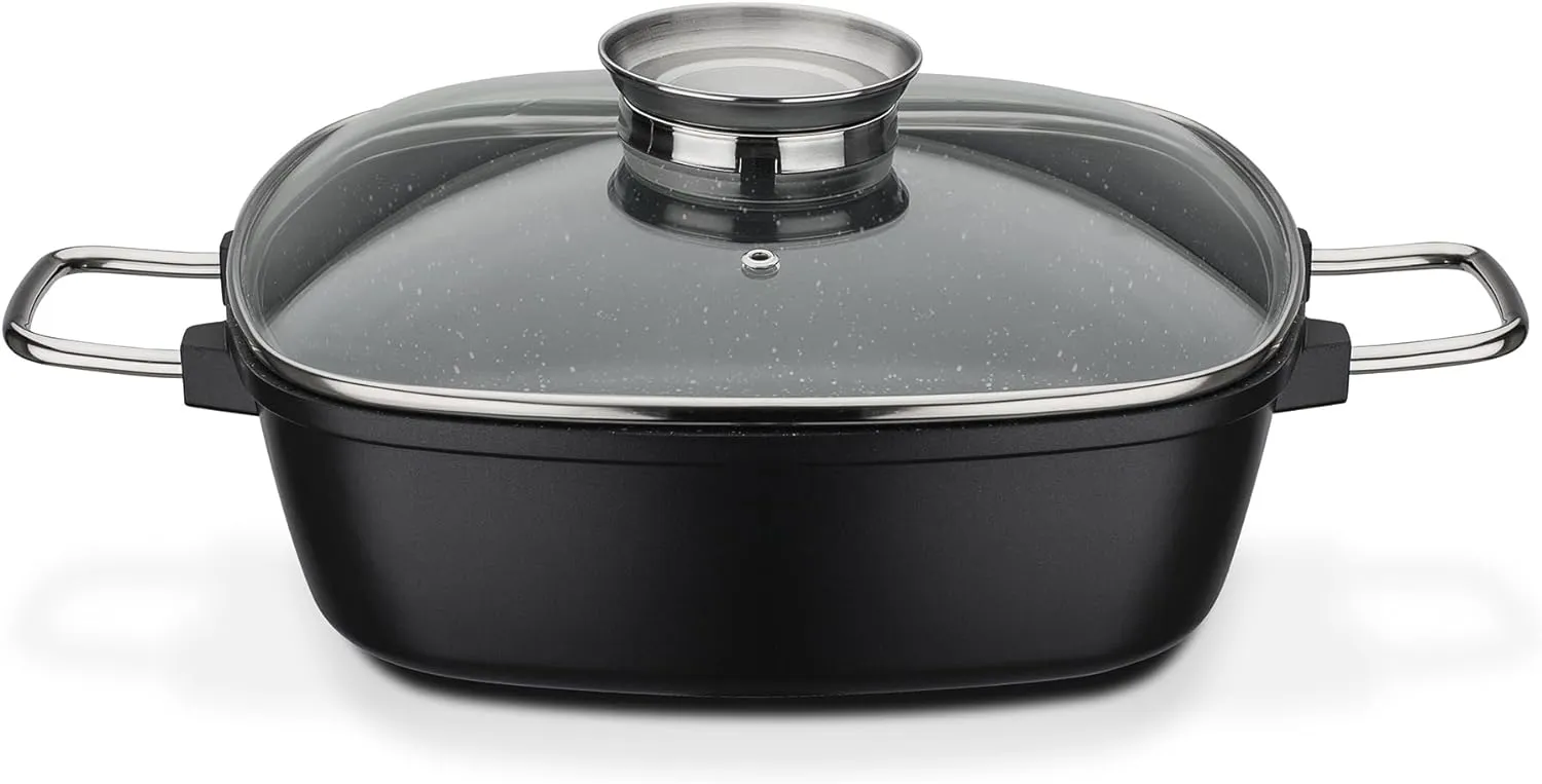 Bild von GSW Viereckbräter Gourmet aus Granit und Aluminium in schwarz, 28 x 28 x 8,5 cm