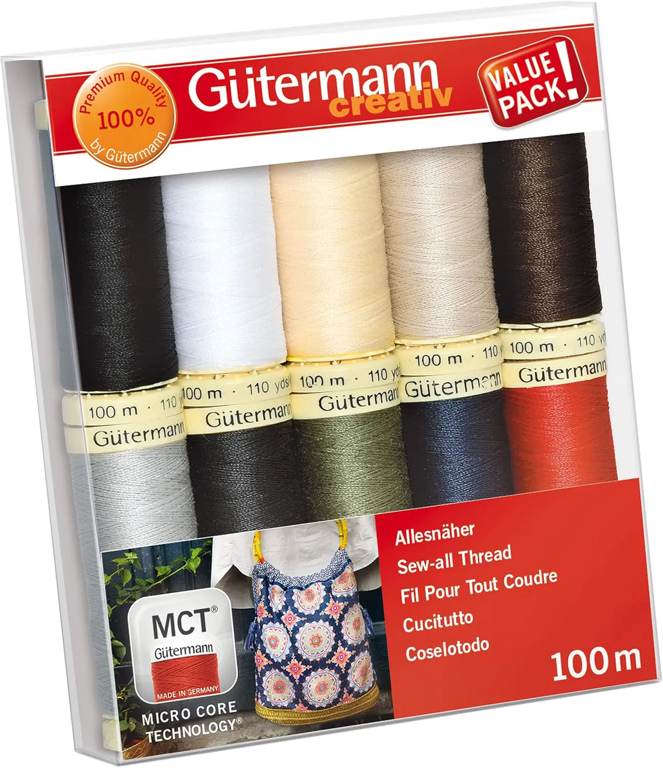 Bild von Gütermann Nähfaden Set mit 10 Spulen à 100 m in Basisfarben