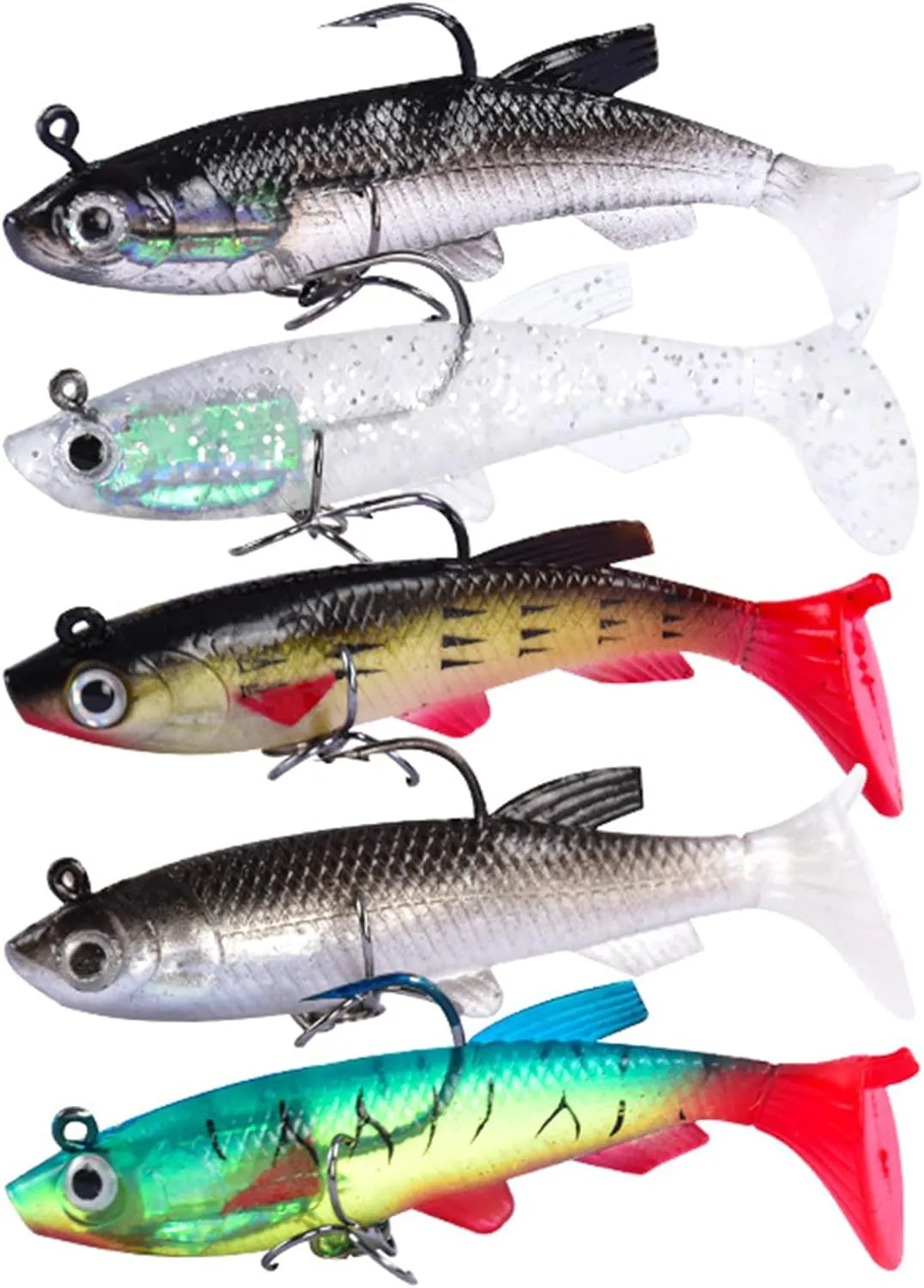Bild von Gummifische Set mit 5 Stück für Zander und Hecht Angeln