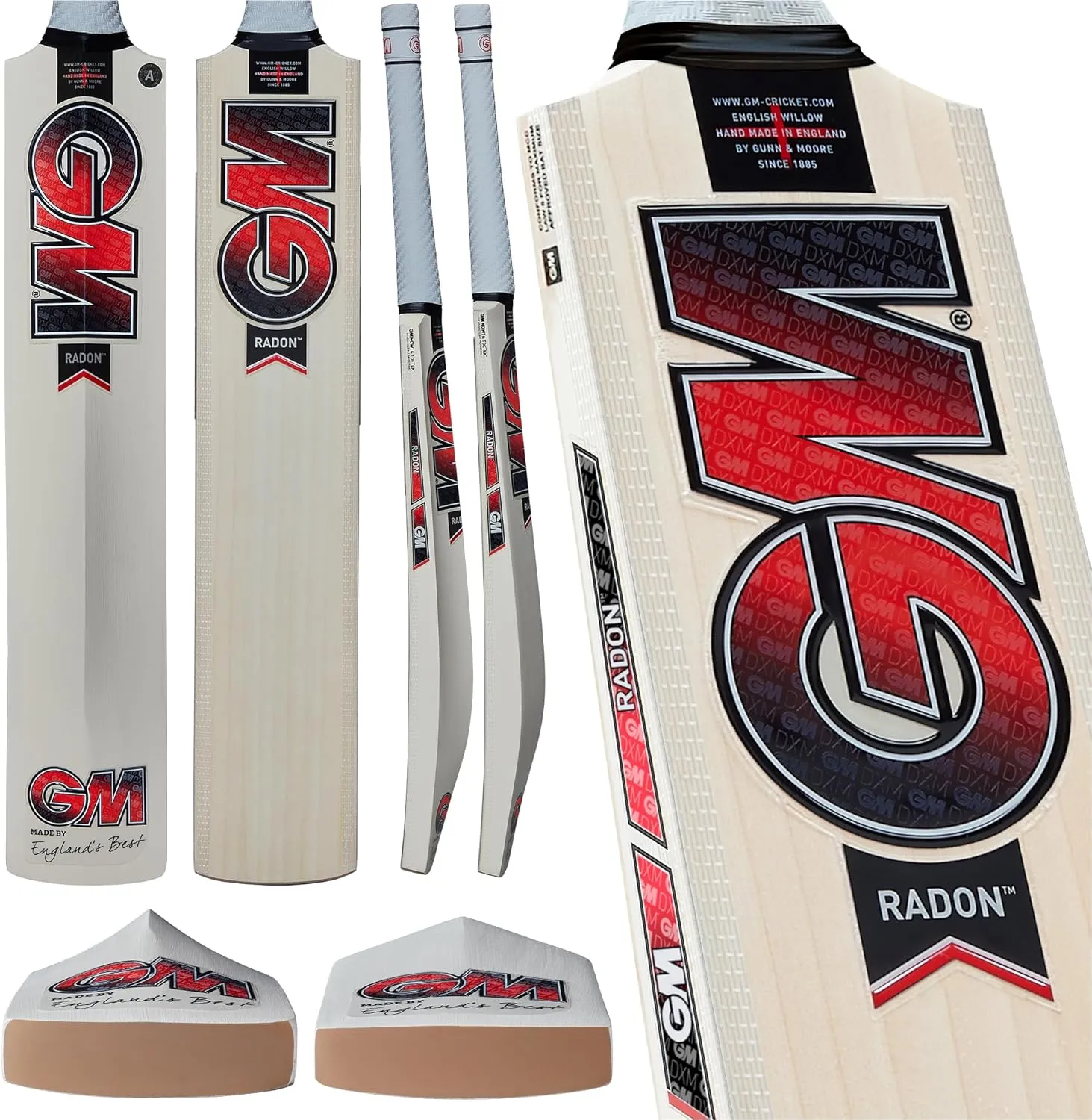 Bild von Gunn & Moore Radon Cricketschläger aus Prime English Willow mit DXM und ToeTek, erhältlich in Größen 1 bis Vollgröße
