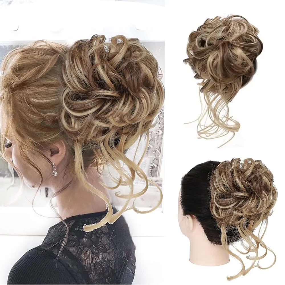 Bild von Haarteil Messy Bun in Hellbraun und Blond für Hochsteckfrisuren