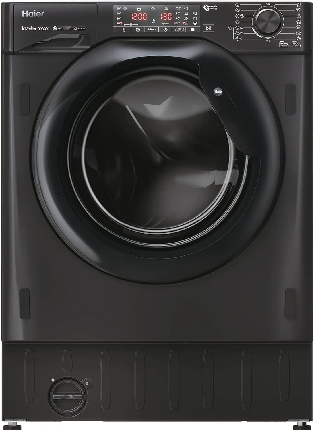 Bild von Haier Einbau-Waschtrockner Serie 4 mit 9 kg Wasch- und 5 kg Trockenkapazität, Inverter-Motor, 1600 U/min, Dampfwaschfunktion und Aqua Stopp in Schwarz