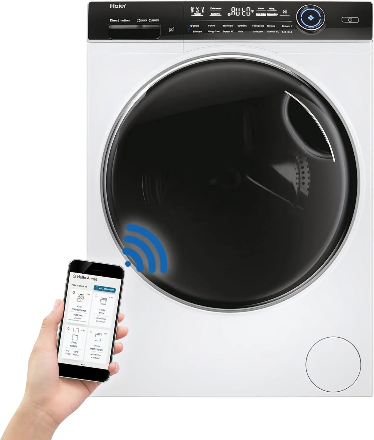 Bild von Haier I-PRO Serie 7 Plus HW80-B14979TU1 Waschmaschine mit 8 kg Fassungsvermögen, Smart Home Funktionen, Direct Motion Motor und Refresh-Dampfprogramm
