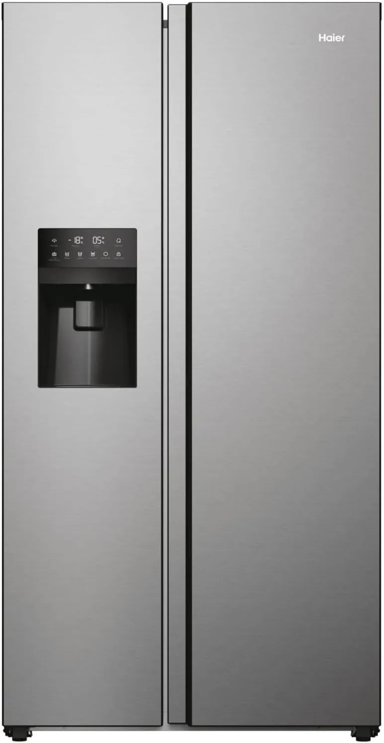 Bild von Haier SBS 90 Serie 5 Kühl-Gefrierkombination mit Edelstahlfront, Wasser- und Eiswürfelspender, Festwasseranschluss und Energieeffizienzklasse D