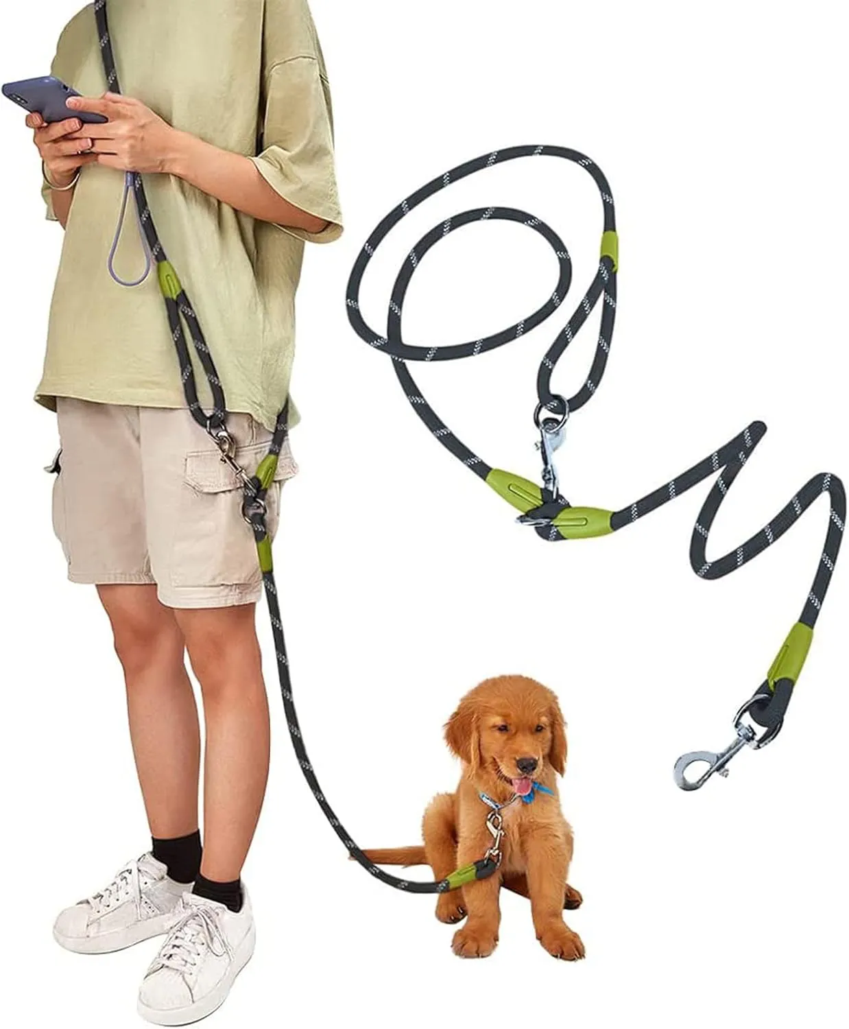 Bild von Hands Free Hundeleine mit 220 cm reflektierendem Seil für Hunde aller Größen
