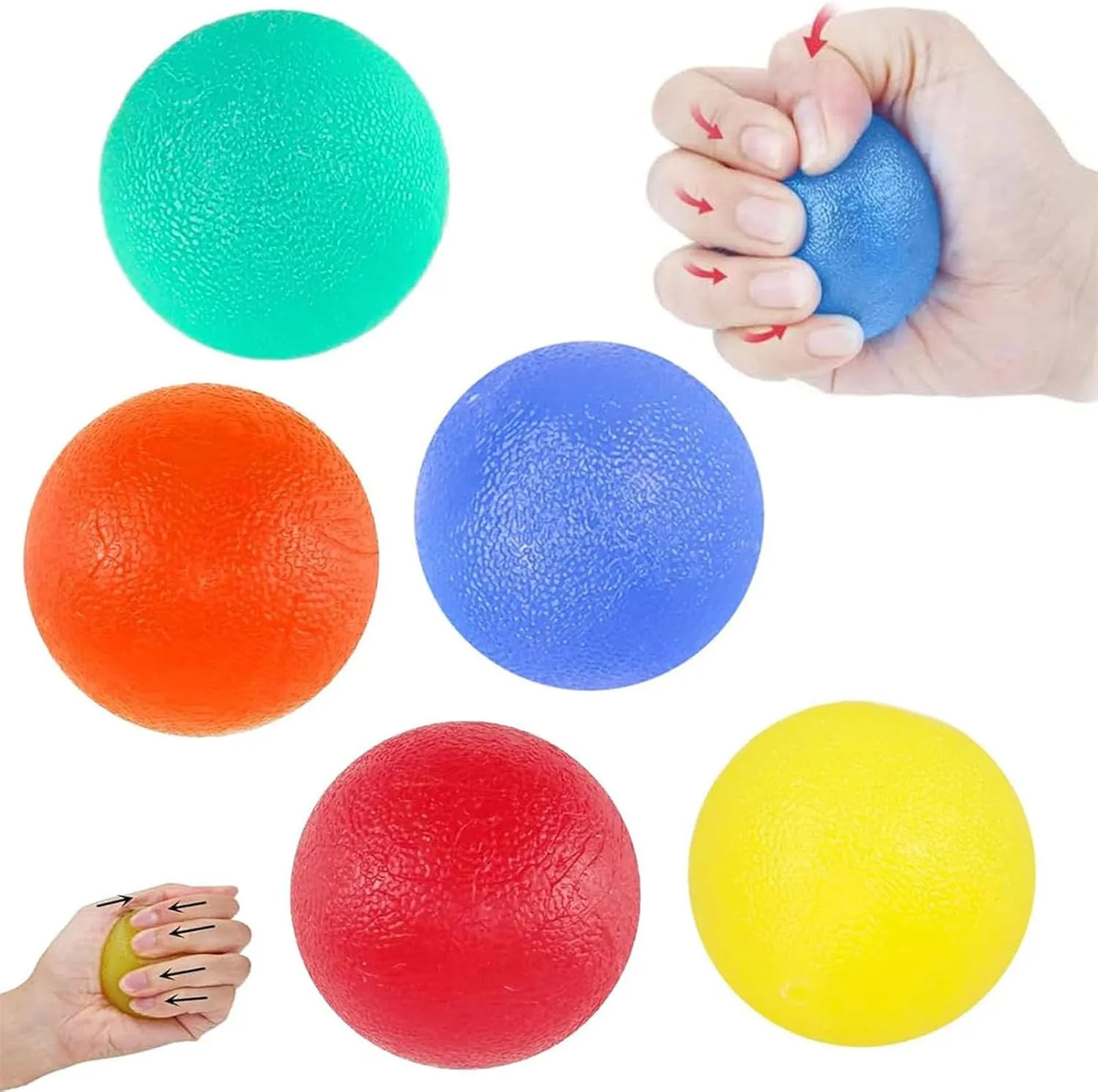 Bild von Handtherapie Bälle Set mit 5 eiförmigen Anti-Stress Bällen zur Stärkung der Handfläche und Stresslinderung