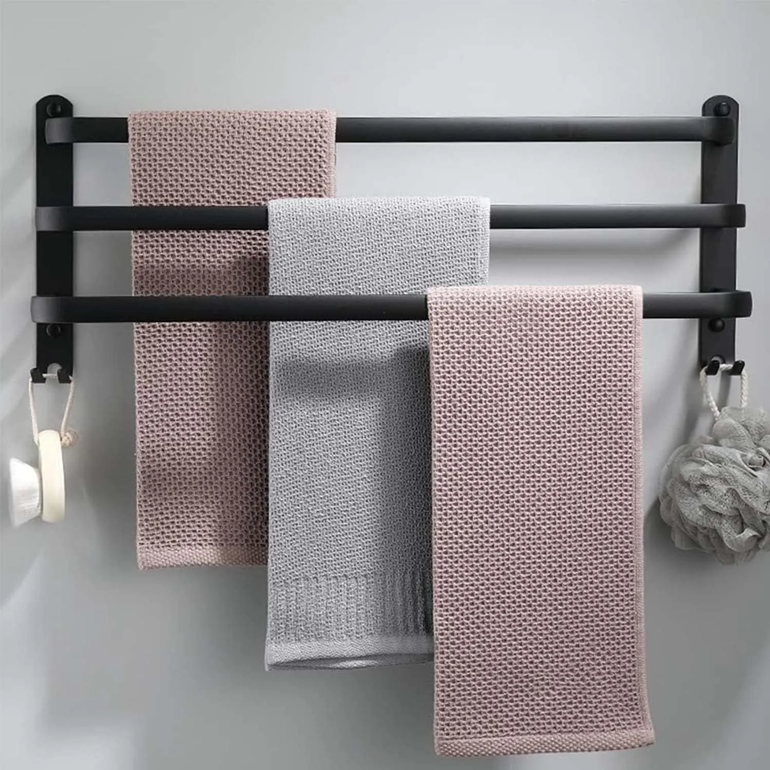 Bild von Handtuchhalter 80 cm schwarz ohne Bohren für das Badezimmer