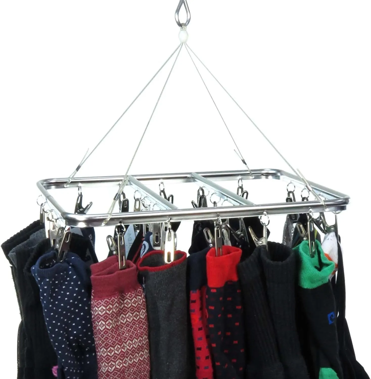 Bild von Hangerworld 36 cm Aluminium Wäschespinne mit 26 Klammern für Socken und Unterwäsche