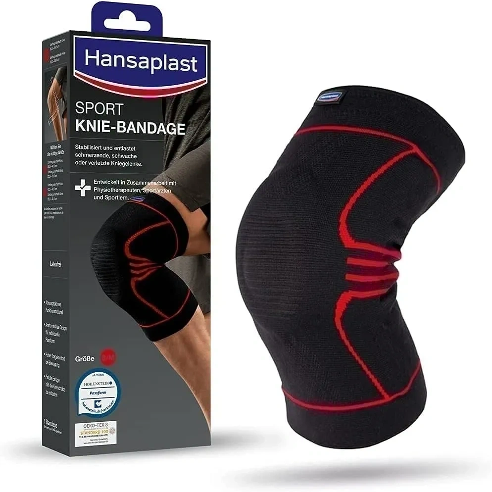 Bild von Hansaplast Sport Kniebandage Größe S/M zur Stabilisierung und Unterstützung des Gelenks mit Patella-Einlage