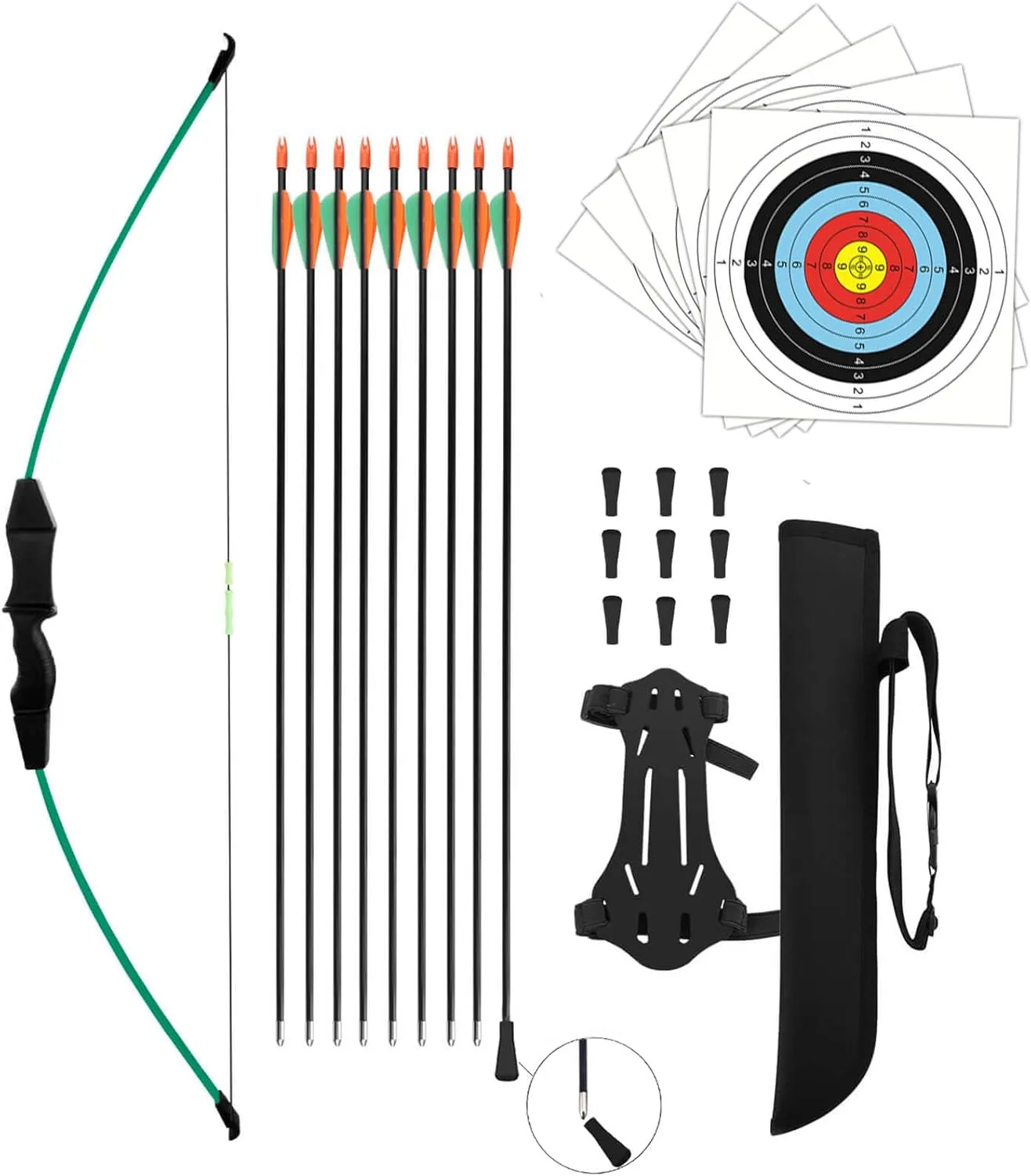 Bild von HANSPY Kinderbogen Set mit 15 lbs Recurvebogen und Zielscheibe für Outdoor-Sport und Anfänger