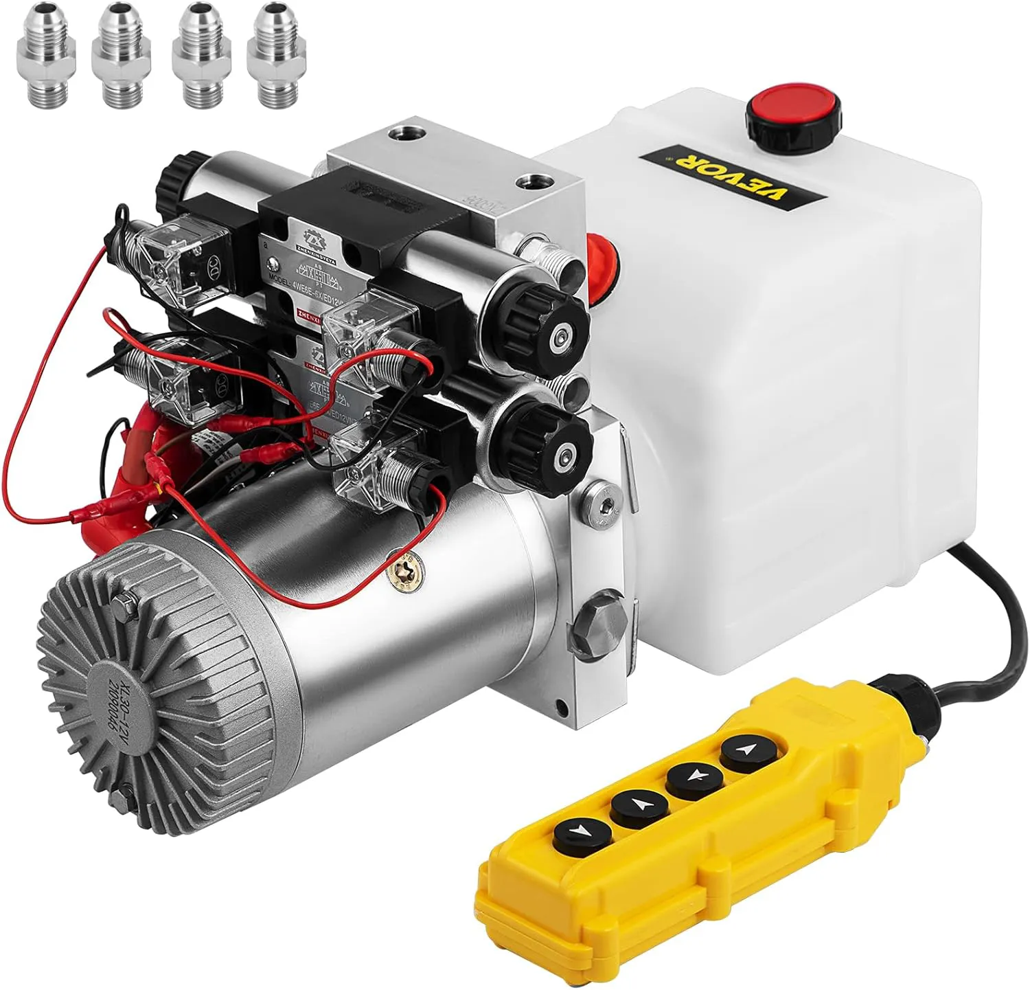 Bild von Happybuy 12V Doppelwirkende Hydraulikpumpe mit 4,5L Reservoir für Anhänger und Autos
