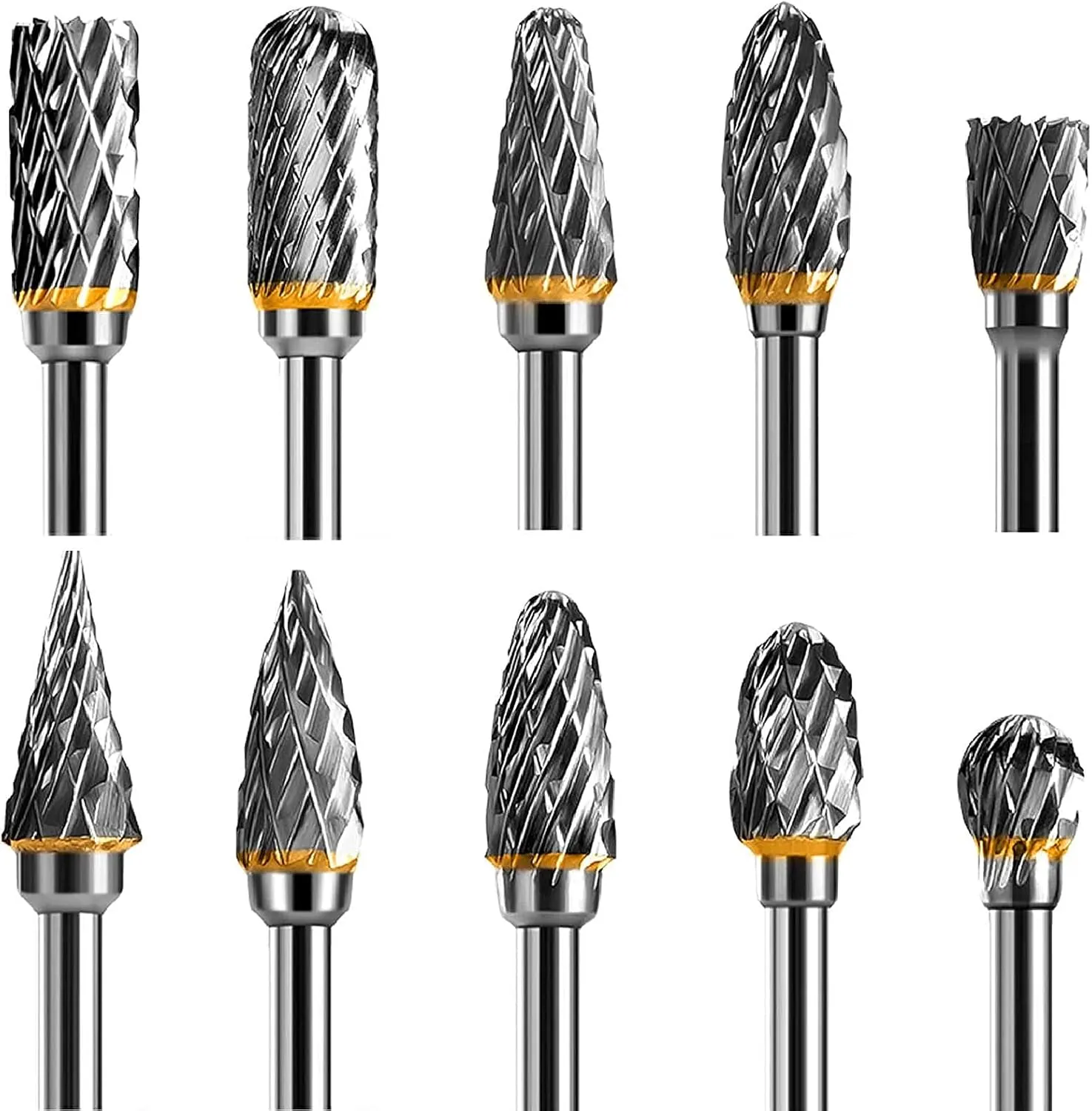 Bild von Hartmetall Rotationsfräser Set mit Doppelschnitt und 1/8 Zoll Schaft für Holz- und Metallbearbeitung
