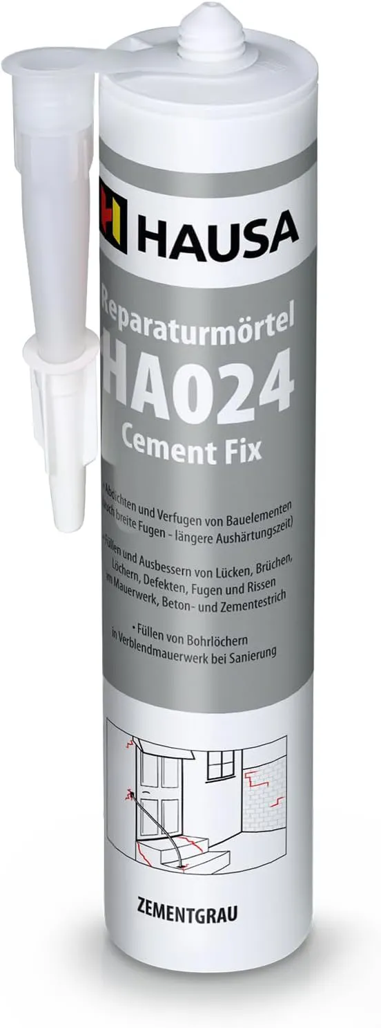 Bild von HAUSA Reparaturmörtel Cement Fix HA024 in 310 ml, gebrauchsfertiger zementgrauer Fugenmörtel für Innen und Außen