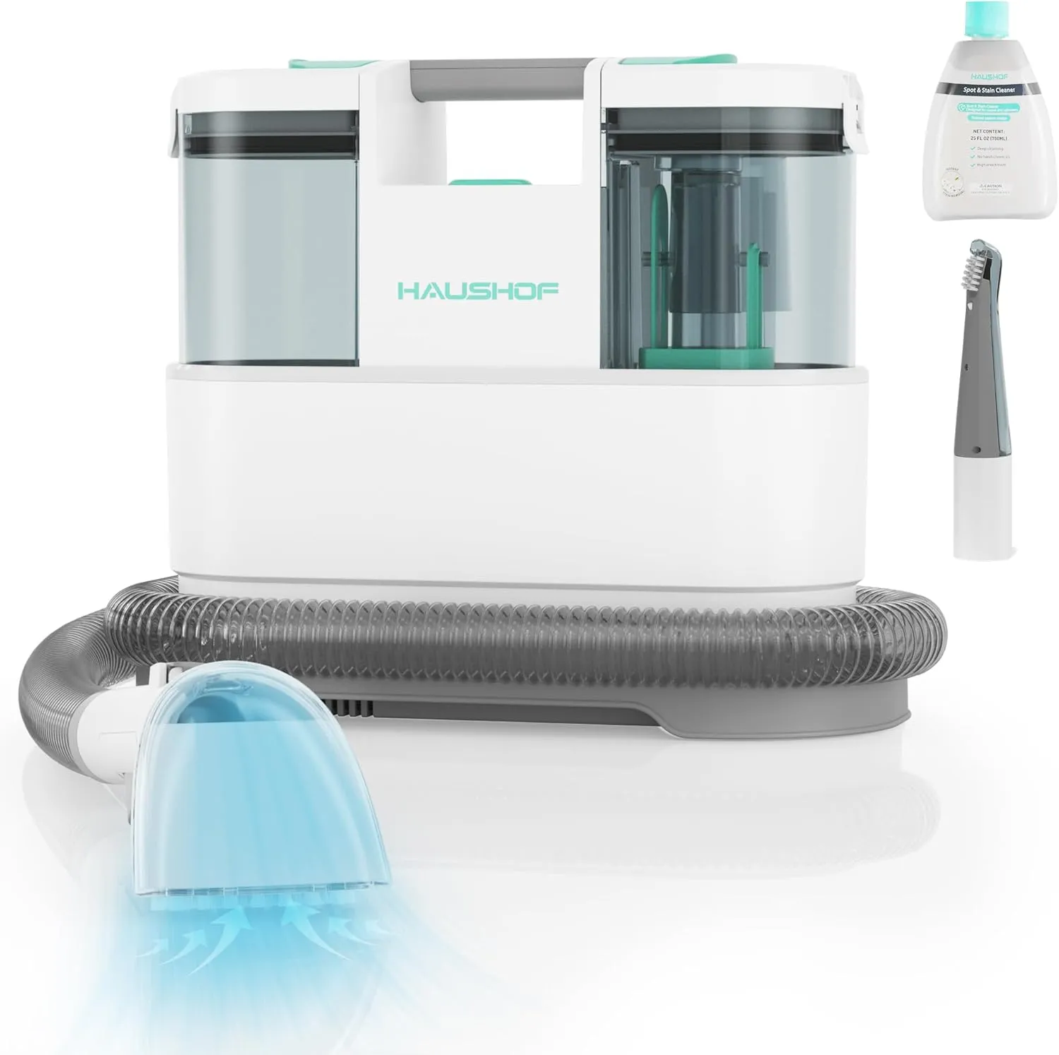 Bild von HAUSHOF StainZapper Pro Waschsauger und Teppichreiniger mit Reinigungsmittel und Fugenbürste, 450 Watt, 1,5 Liter, für Teppich, Sofa und Auto