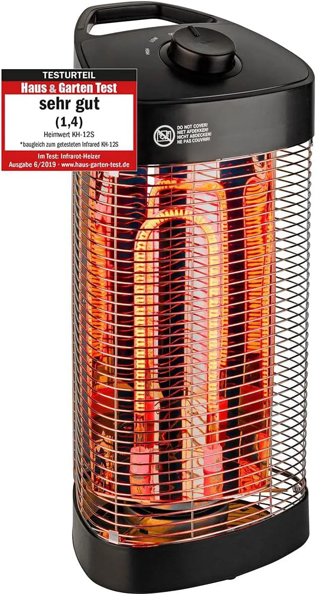 Bild von HEIMWERT Infrarot Heizstrahler für den Außenbereich mit 1200 Watt und IPX4 Spritzwasserschutz, oszillierend und mit 120 Grad Heizwinkel