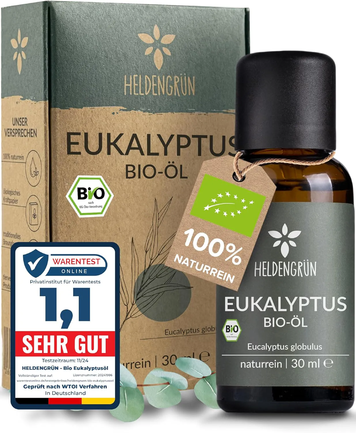 Bild von Heldengrün BIO Eukalyptusöl 100% naturrein für Aromatherapie und Kosmetik