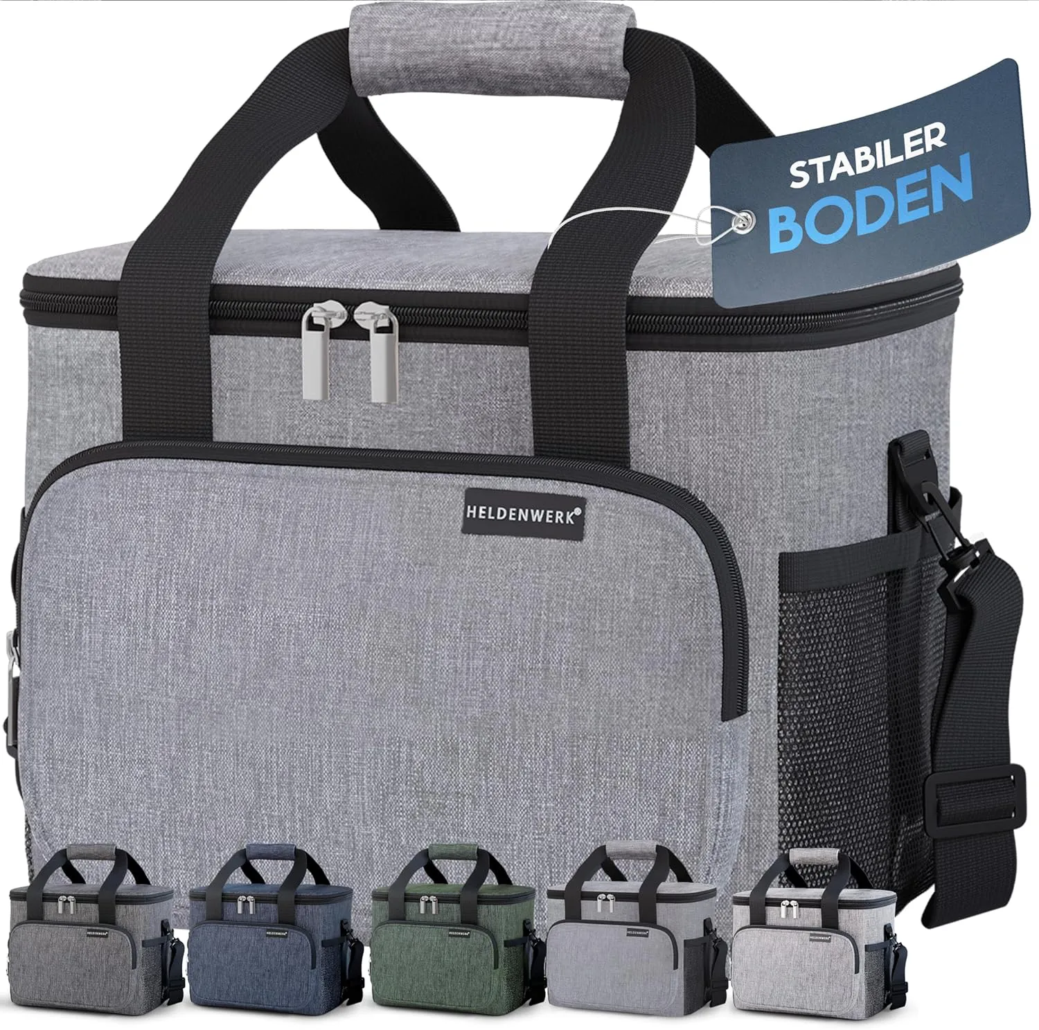 Bild von HELDENWERK Kühltasche für Essen und Getränke in Hellgrau, isoliert, auslaufsicher und wasserdicht, ideal für Frühstück und Picknick