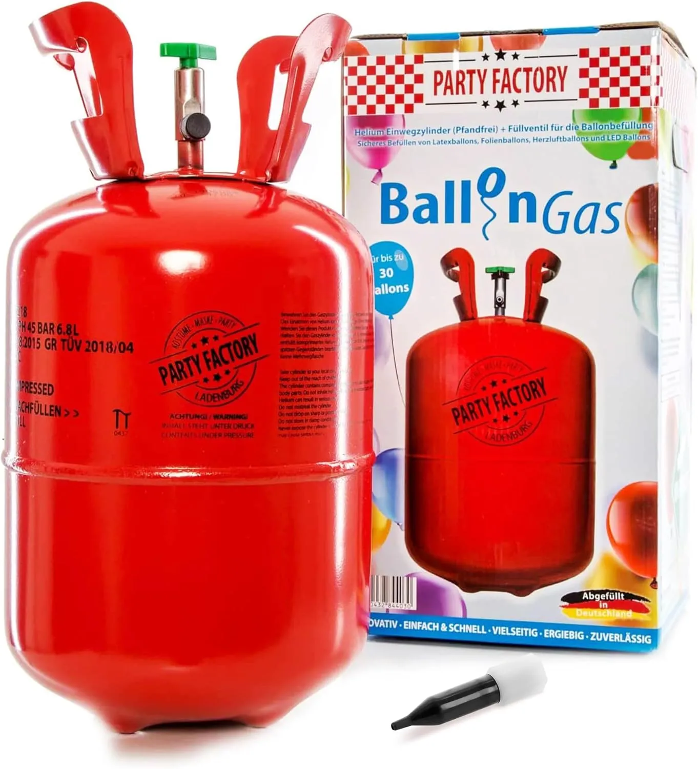 Bild von Helium Ballongas für 30 Ballons mit 200 Litern Füllung für Folien- und Luftballons