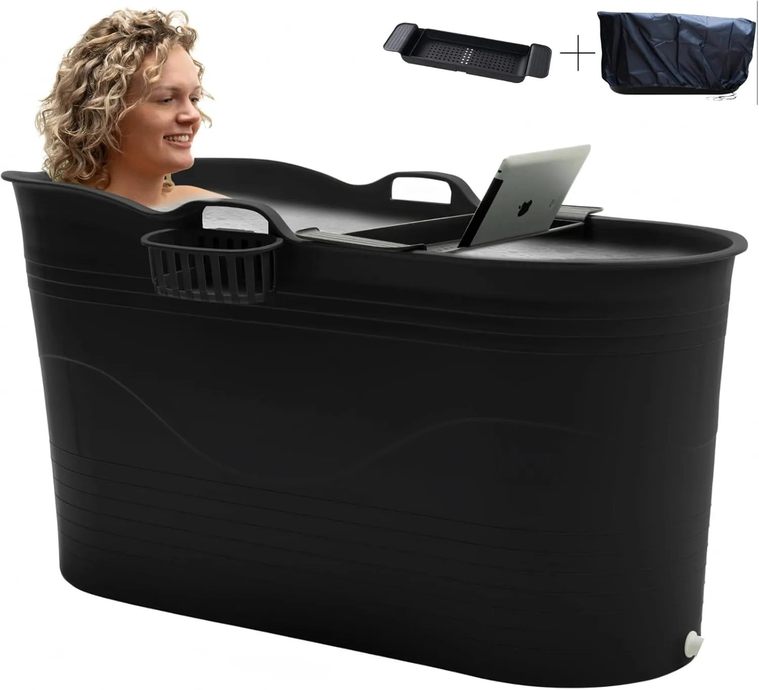Bild von Hello Bath mobile Badewanne in Schwarz, ideal für kleine Badezimmer mit den Maßen 125x52x65 cm aus Polypropylen