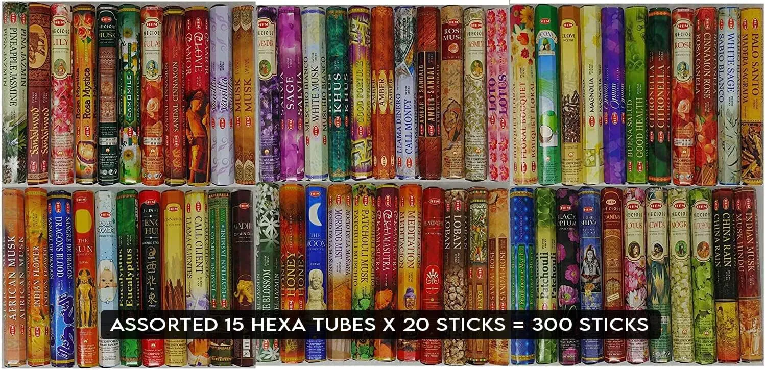 Bild von Hem Räucherstäbchen Set mit 15 Boxen und insgesamt 300 Sticks