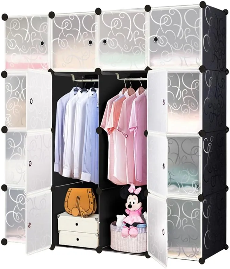 Bild von HENGMEI DIY Regalsystem mit 16 Boxen und Türen für Bad, Kleiderschrank und Schuhe