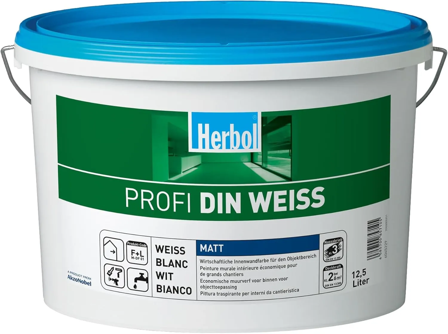 Bild von Herbol Profi Wandfarbe matt in Weiß, 12,5 Liter