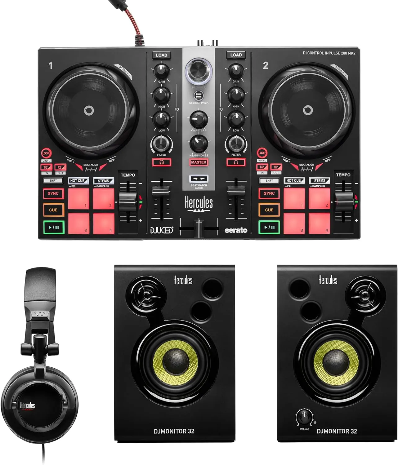 Bild von Hercules DJLearning Kit MK2 All-in-One Set zum Mixen mit Software und Tutorials