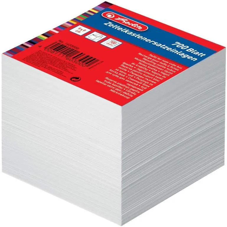 Bild von Herlitz Zettelkastenersatzeinlage 9 x 9 cm mit 700 weißen Blättern