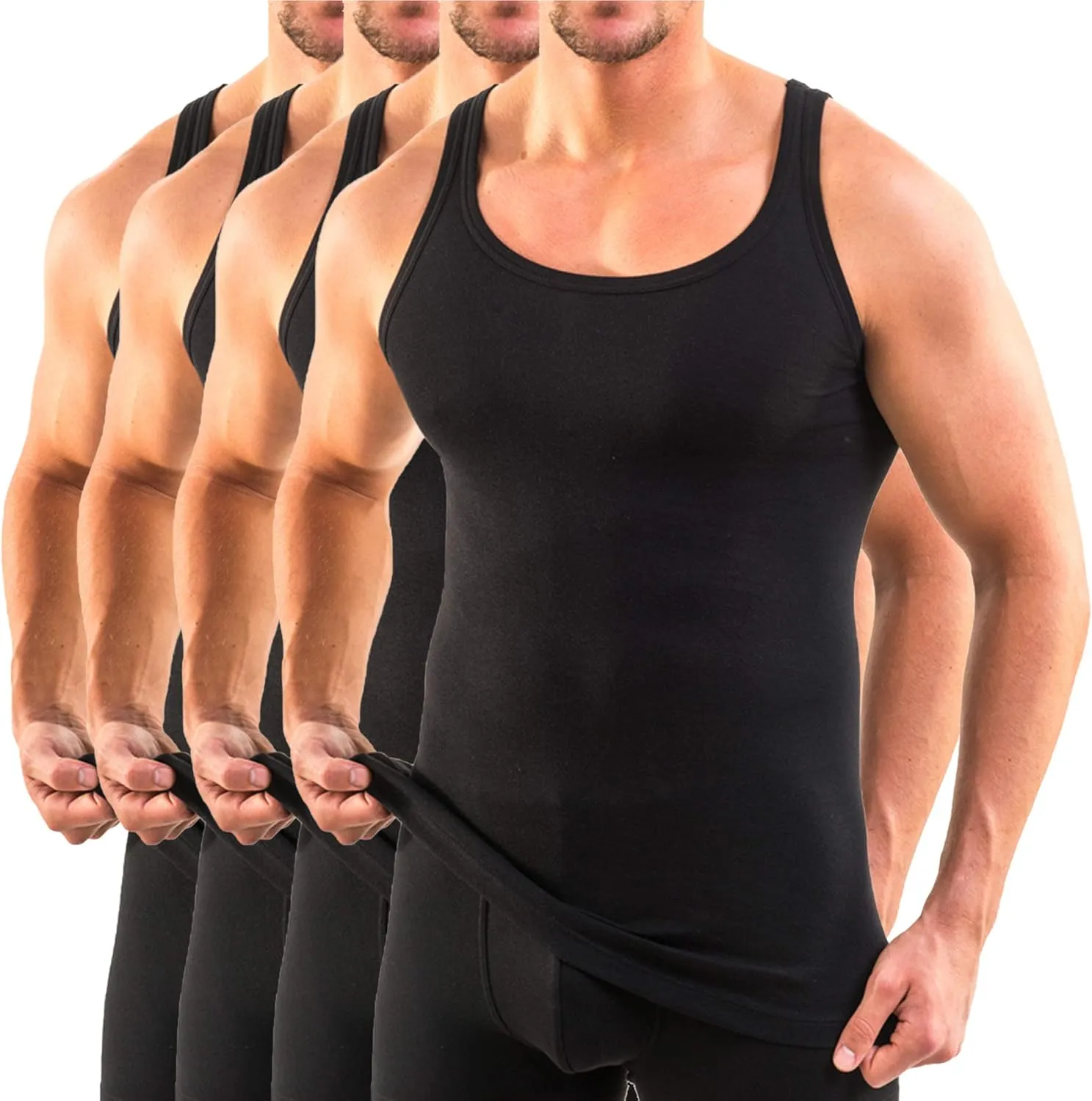 Bild von HERMKO 3000 Herren Tank Top 4er Pack aus Bio-Baumwolle in verschiedenen Farben
