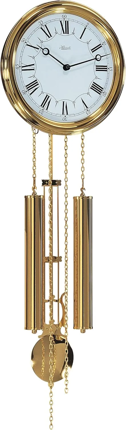 Bild von Hermle Wanduhr aus Messing in Gold mit den Maßen 68 x 22 x 9,5 cm