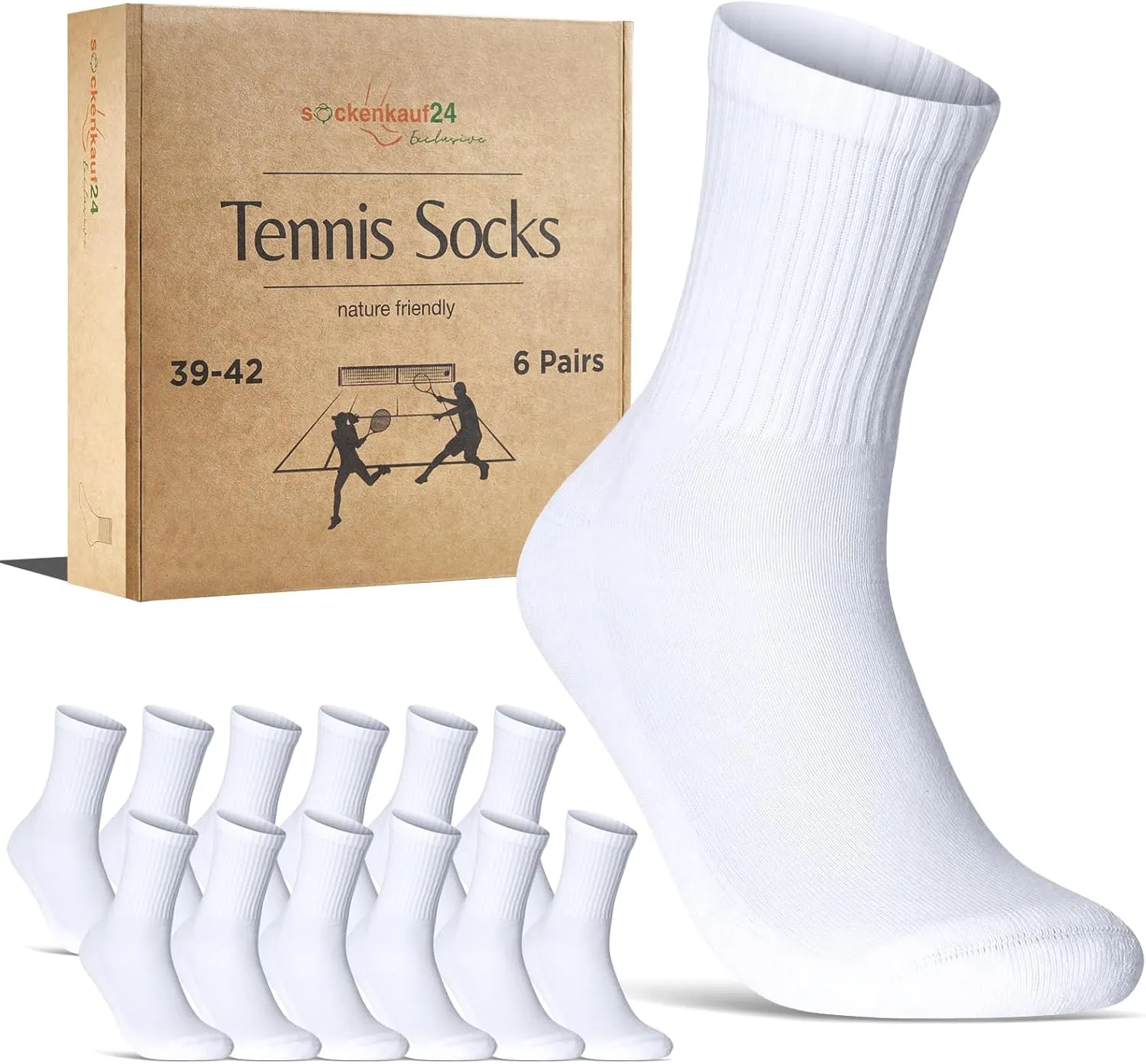 Bild von Herren Tennissocken 6 Paar mit verstärkter Ferse, gepolsterter Sohle und atmungsaktivem Baumwollmaterial