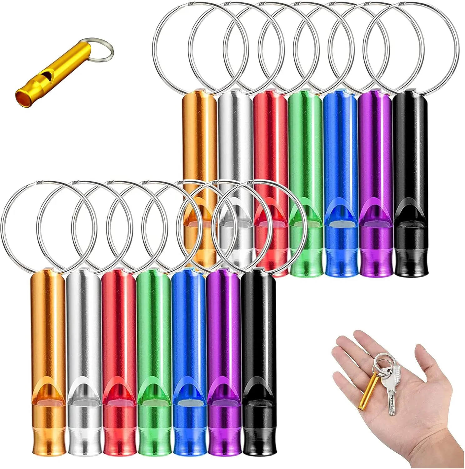 Bild von Hezhou 14-teiliges Set Aluminiumpfeifen mit Schlüsselringen für Sport und Outdoor Aktivitäten