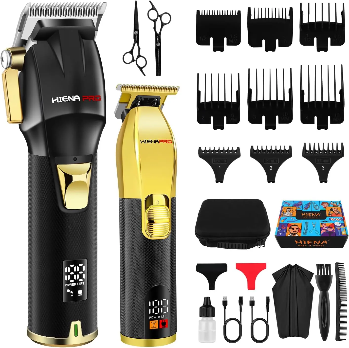 Bild von HIENA PRO Haarschneider Set für Männer mit LED-Anzeige und USB-Aufladung