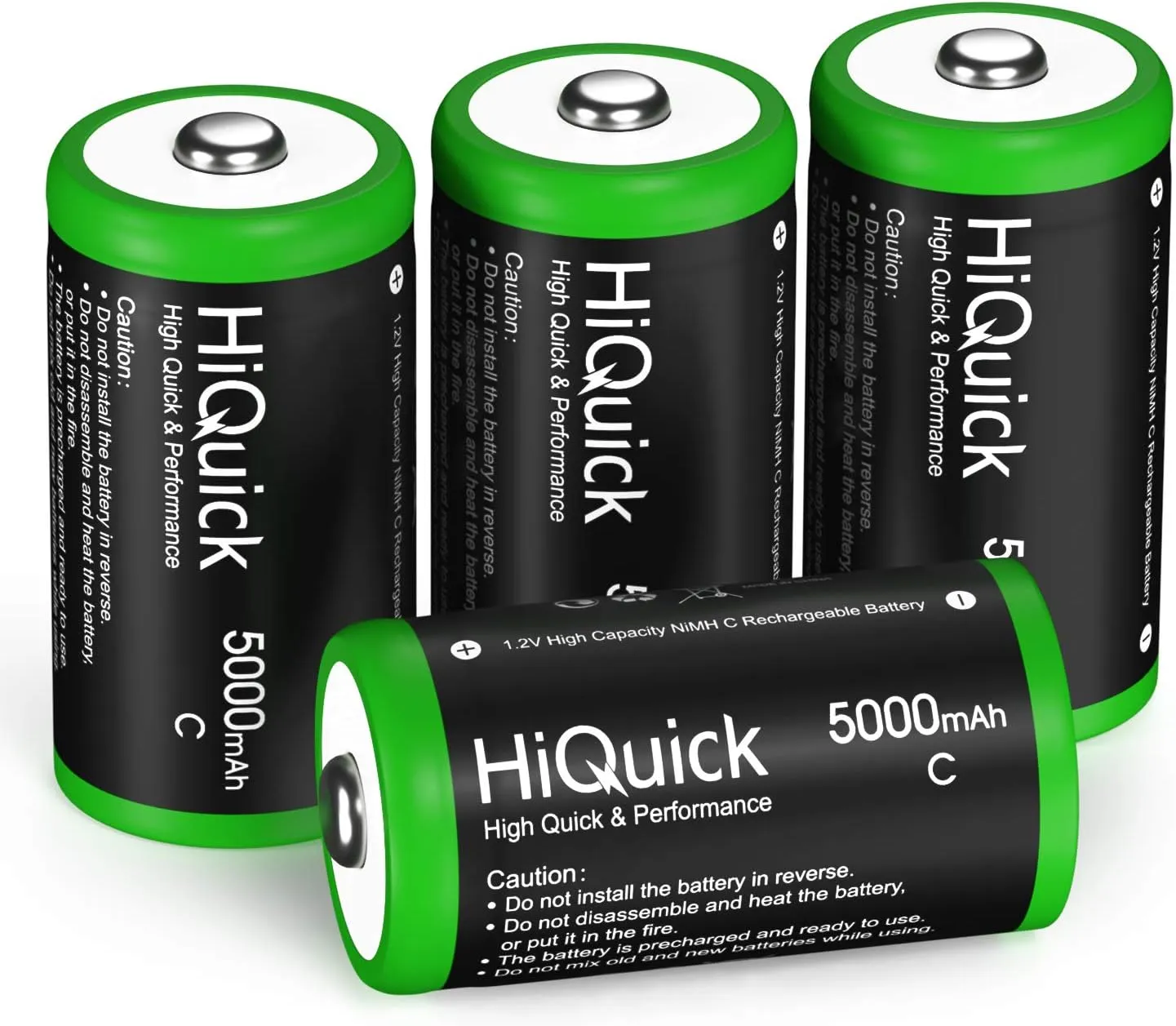 Bild von HiQuick 4er Pack C Akku mit 5000mAh und 1200 Ladezyklen, 1.2V wiederaufladbar