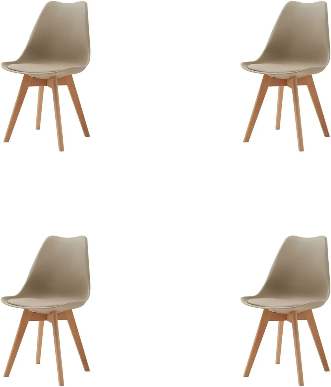 Bild von HJhomeheart 4er Set Esszimmerstühle mit Massivholzbeinen und abnehmbaren Kissen in Beige