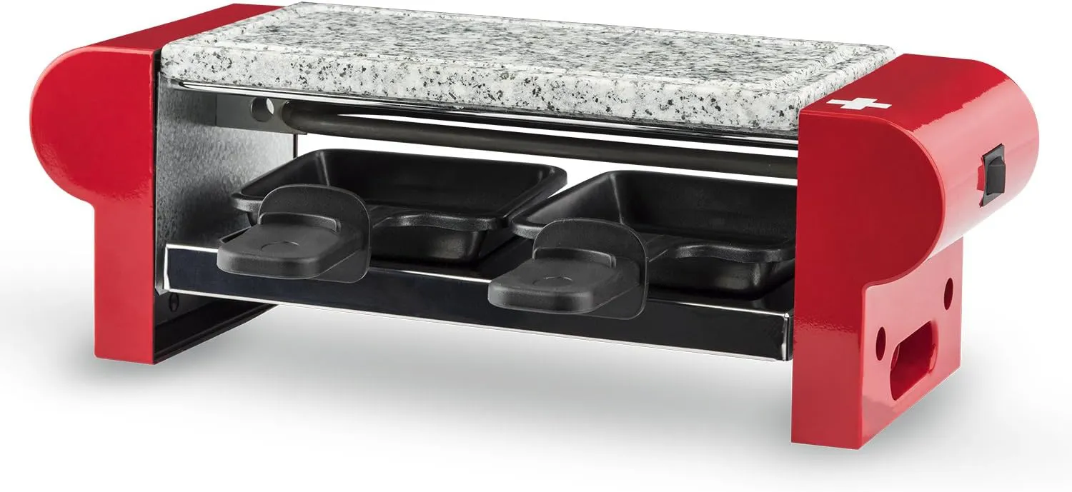 Bild von H.Koenig RP2 Raclette-Gerät für 2 Personen mit Steingrill in Rot, 350 Watt